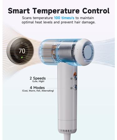High-Speed Mini Hair Dryer | 110 000 RPM Brushless Motor | Fast Drying & Low Noise | Lightweight & Portable with Magnetic Nozzle | Perfect for Home & Travel - Buy Online on GoSupps.com