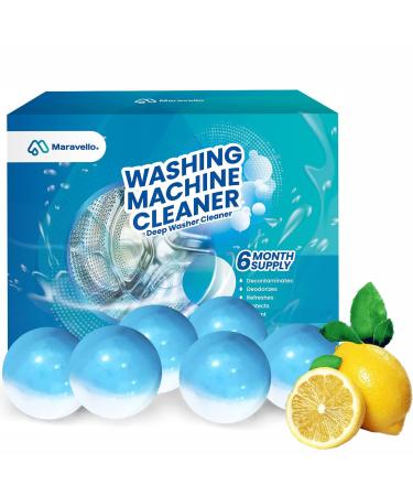 Maravello Washing Machine Cleaner 6-months Supply Eco Friendly Deep Cleaning And Deodorize Professional Cleaner Suitable For All Washer Machines Including HE Front Loader & Top Load Fresh 6 Count (Pack of 1)