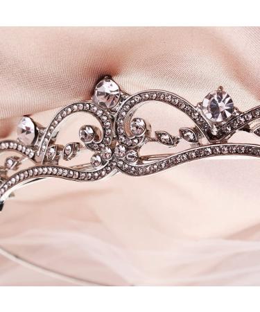Uongeod Rhinestone Crown Tiara for Women and Girls - Silver | Princess Birthday Bridal Crown - Buy Online on GoSupps.com