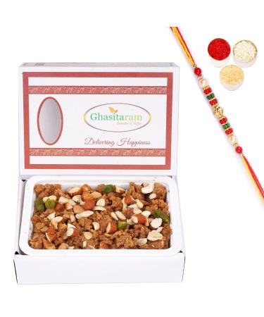 Jaiccha Ghasitaram Rakhi Gifts for Brothers Dryfruit Halwa 200 GMS with Beads Rakhi