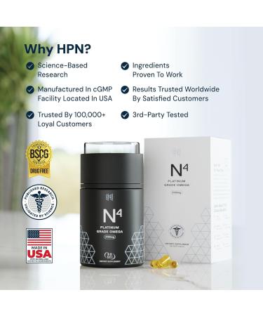 HPN N(4) Icelandic Omega-3 Fish Oil 3 000 mg DHA & EPA | Increase Muscle Growth Joint and Brain Health | No Heavy Metals or Toxins | 90 Softgel Capsules - Buy Online on GoSupps.com