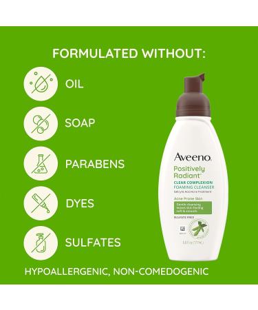 Aveeno Clear Complexion Foaming Facial Cleanser with Salicylic Acid - Pack of 3 | For Acne-Prone Skin | Sulfate-Free & Hypoallergenic - Buy Online on GoSupps.com