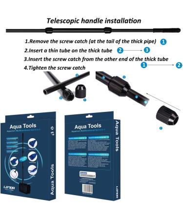 JZMYXA 6-in-1 Aquarium Fish Tank Cleaning Kit | Long Handle Brush & Six Functional Tools for Telescopic Cleaning | Best Aquarium Cleaning Set - Buy Online on GoSupps.com