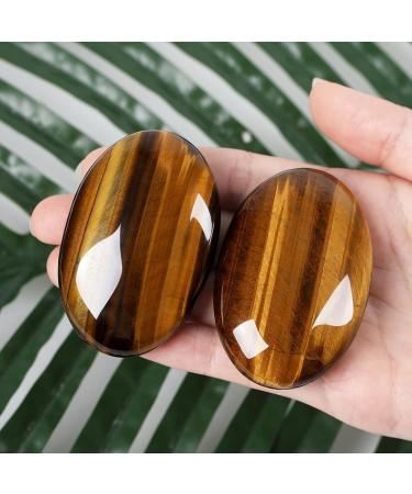 Xiannvxi 2.4 Tiger Eye Worry Stones - Natural Polished Oval Crystals for Palm Massage & Reiki Energy Buy Online Worldwide - Buy Online on GoSupps.com