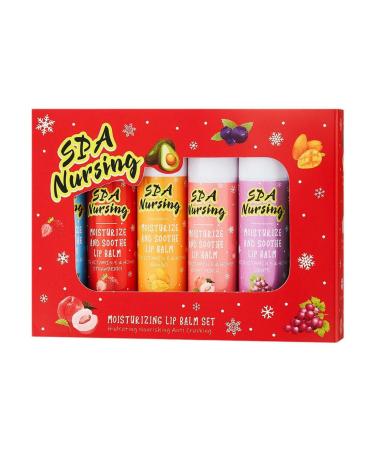 Fruity Lip Balm Christmas Gift Box,Lipstick Case Moisturizing Fruit Lipstick 6pcs