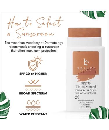 SPF 30 Tinted Mineral Face Sunscreen Stick for Sensitive Skin - Chestnut Shade - Buy Online on GoSupps.com