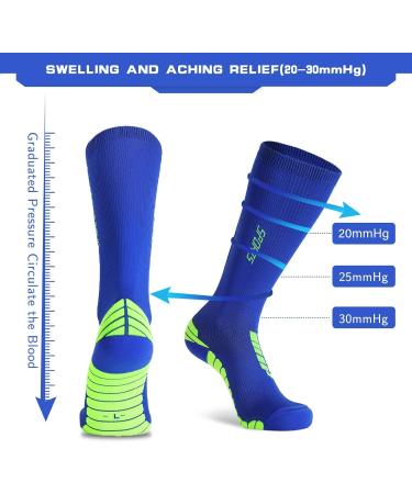 Buy Compression Socks for Men - Copper Stockings 15-20 mmHg Medical Support 3 Pairs XL - Unisex High Knee Highs in Blue Orange Green - Buy Online on GoSupps.com
