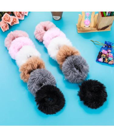 Furry Rabbit Fur Scrunchies - 12 PCS Multicolor Hair Accessories for Women and Girls - Buy Online on GoSupps.com