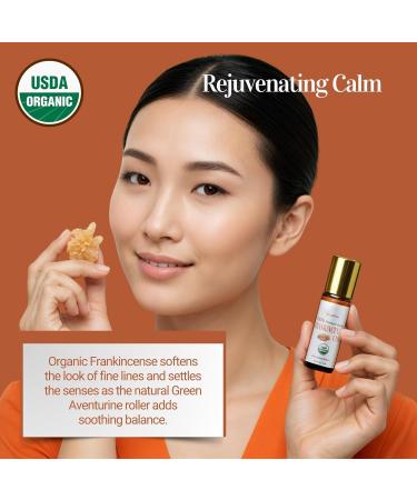 BodyJ4You Frankincense + Lemon Essential Oil Roll On Duo - Pure 100% USDA Organic MCT Coconut Oil - Green Aventurine and Yellow Jade Stone Rollers - Pulse Point Care Uplift Wrist Neck Cuticles - Amber - Buy Online on GoSupps.com