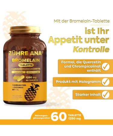 Z hre Ana Brom la ne Capsules - (1250mg - 60 capsules) - R sistant l'estomac aux intestins - Haute dose de brom la ne obtenue partir d'extrait d'ananas naturel G lules de Brom la ne - Buy Online on GoSupps.com