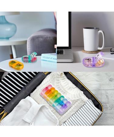 Portable 2 Times a Day 7 Day Pill Box Organizer for Medication - Clear Rainbow - Buy Online on GoSupps.com