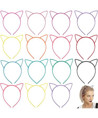 15 Pieces Cat Ears Headband Plastic Hairbands Makeup Headwear Party Hair Accessories for Women and Girls