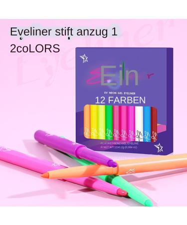  Qiwieod Colorful Liquid Eyeliner Colorful Liquid Eyeliner | UV Fluorescent Liquid Liner Quick Dry 12 Colors Waterproof Durable Highly Pigmented for Festivals - Buy Online on GoSupps.com