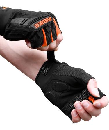 Buy Inbike Half-Finger Summer Bicycle Gloves for Men Breathable Slipproof MTB Gloves with TPR Finger Pads & EVA Padding - Black/Orange - Buy Online on GoSupps.com