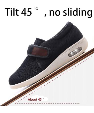 KHFHVB Women's Wide Width Diabetic Walking Shoes - Adjustable Closure for Edema, Plantar Fasciitis, Bunions - Black - Buy Online on GoSupps.com