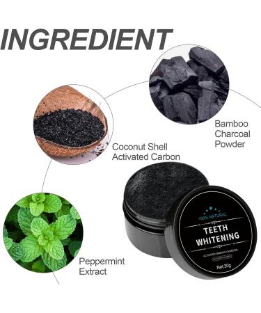 Natural Activated Carbon Tooth Whitening Powder - 2 Piece Set for Stain Removal Fresh Breath & Deep Cleaning - Buy Online on GoSupps.com