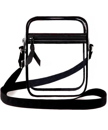 DONGGANGAJI Clear Crossbody Bag, Stadium Approved for Concerts,Clear Shoulder Bag Adjustable Strap With front pocket Black