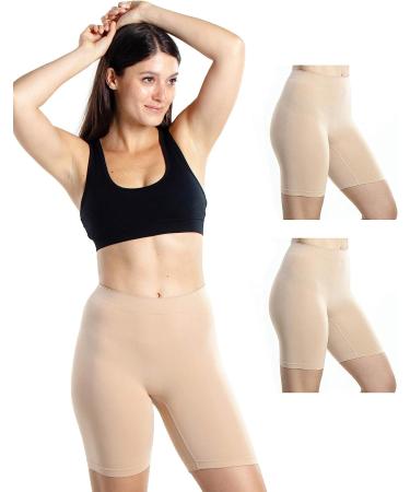 Emprella Women's Spandex Slip Shorts 2-Pack - Large-X-Large Nude - Anti-Chafing Biker Shorts for Under Dresses - Buy Online on GoSupps.com