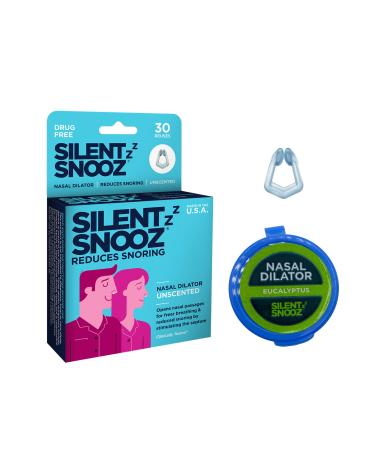 Silent Snooz Unscented Sleep Aid Natural Snoring Relief | Anti-Snoring Nose Clip with Nasal Dilator | Stop Snoring Device for Men & Women | Effective Air Intake Tool | Reusable (30 Uses)