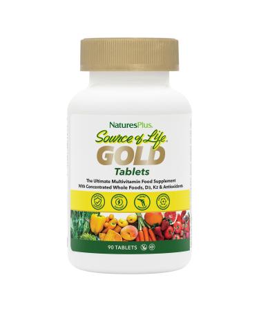 NaturesPlus Source of Life Gold Multivitamin - 90 Tablets - with Vitamins D3 B12 & K2 - Blood Bone & Immune Support - Vegetarian & Gluten Free - 30 Servings 90 Count (Pack of 1)