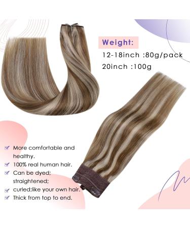 Vivien Real Hair Wire Extensions - Light Brown with Blonde Highlights | 35cm 50g #P8/60 | Premium 3-in-1 Hair Solutions - Buy Online on GoSupps.com