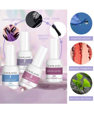 Saviland Dip Powder Liquid Set - Professional 15ml/0.5oz 4+9PCS Dip Nails Activator Base Top Coat Brush Saver - DIY Nail Art Salon, Quick Dry Formula - No Lamp Needed - Buy Online on GoSupps.com