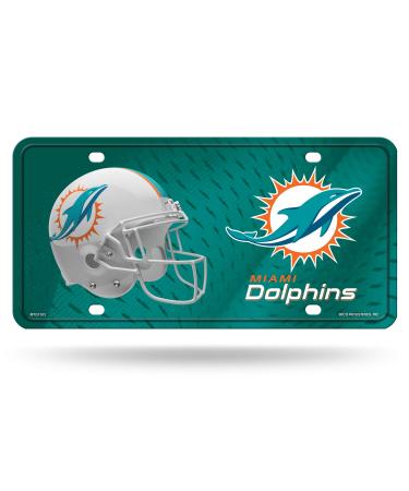 NFL Rico Industries Metal License Plate Tag, Miami Dolphins , 6 x 11.5-inches
