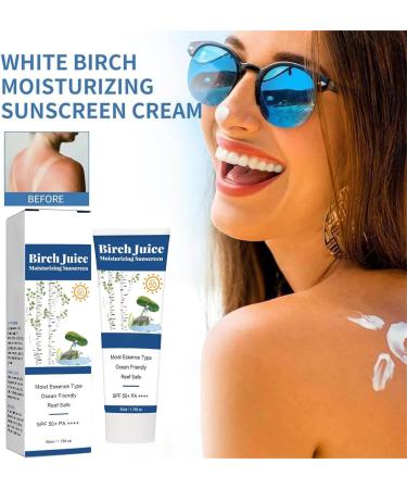 Birch Juice Moisturizing Sun Cream Organic Sunscreen SPF50 Skincare Sunscreen Strong UV Protection No White Cast Moist Essence Type-50ml (A) - Buy Online on GoSupps.com