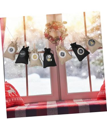 KONTONTY 1 Set Christmas Sack Calendar Candy Bags Jute Rope Holiday Xmas Biscuit Bags Drawstring Linen Bag - Buy Online on GoSupps.com