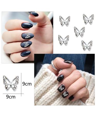 WOKOTO 30 Pcs Silver 3D Butterfly Nail Charms with Rhinestones - Nail Art Decorations Kit - Buy Online on GoSupps.com