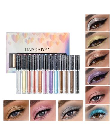 Pakivs 12 Color Metallic Liquid Eyeshadow Set - Long Lasting, Waterproof & Highly Pigmented Glitter Eye Shadow Kit - Buy Online on GoSupps.com