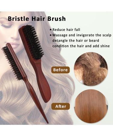 Kunoli Wild Boar Brass Hair Brush - Teasing & Touping Brush for Sleek Buns & Natural Hair Care - Buy Online on GoSupps.com