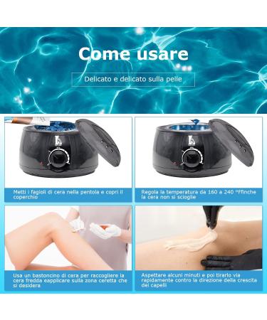 Hair Removal Wax Kit Electricot Wax Heater Wax Heater 4 x 100 g Epilatory Wax 20 Spatulas Hot Wax Epilation (Black Costu - Buy Online on GoSupps.com