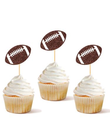 36 PCS American Football Cupcake Toppers Rugby Ball Cupcake Picks for Sports Theme Birthday Party Baby Shower Cake Decorations Supplies Pattern 2