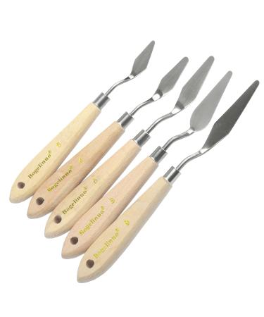 AebDerp 5 pcs Palette Knife Art Tools with Wooden Knife Handle Material for Painting Canvas & Palette Knife for Acrylic Painting