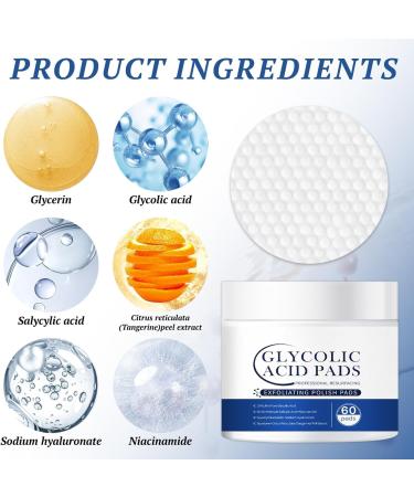 Glycolic Acid Resurfacing Pads (60 Count) - 10% Ultra Pure Glycolic Acid + 2% Salicylic Acid Radiant Skin Renewal & Peeling Pads for Face 60 Count (Pack of 1) - Buy Online on GoSupps.com