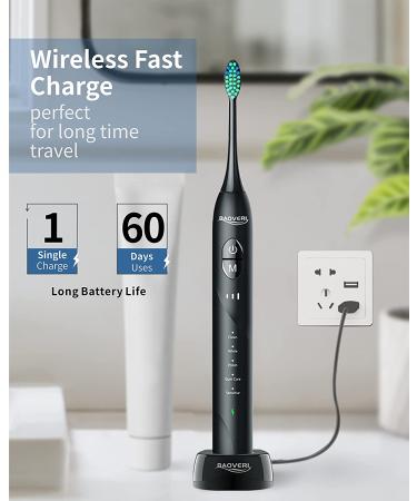 Wireless Rechargeable Sonic Electric Toothbrush for Adults | 8 Brush Heads, Travel Case | 5 Modes, 3 Intensity Levels, Smart Timer | Whitening, Plaque Removal | 60 Days Battery Life - Buy Online on GoSupps.com