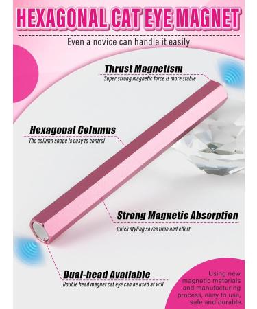 EBANKU 5 in 1 Cat Eye Nail Magnet Tool - Double-Ended Hexagon Magnetic Stick for Nail Art - Strong Multi-Function Design Tool in Pink - Buy Online on GoSupps.com