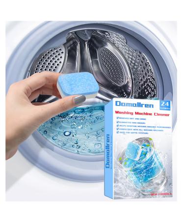 Damallren Washing Machine Cleaner, 24 Tablets Washer Machine Cleaner, Washing Machine Deep Cleaning Tablets for All Washers Machines Including HE Front Loader & Top Load Washer blue