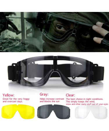 Elemart Tactical Airsoft Goggles - Military Eye Protection with 3 Interchangeable Lenses and Carrying Case - Buy Online on GoSupps.com