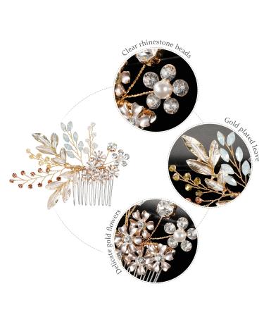 SWEETV Gold Bridal Hair Comb | Rhinestone Wedding Clip | Crystal Flower Headpiece - Buy Online on GoSupps.com