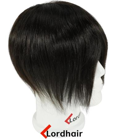 Lordhair Human Hair Toupee for Men Natural Hairline French Lace Front with Skin Perimeter Men's Hair System Off Black 1B# 6x8 inch - Buy Online on GoSupps.com