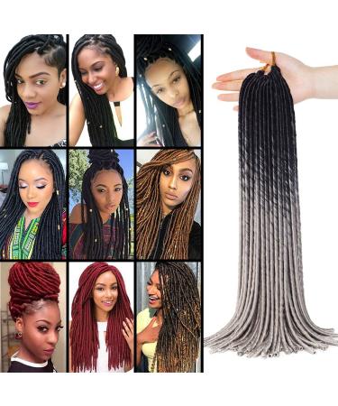 Tess Braids Extensions Twist Crochet BRAIDING HAIR Extensions ombre 20 strands/pack 100g smooth hair parts faux Locs hair extension 20 "(50cm) black/dark gray