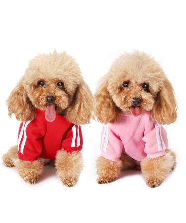 Dog Clothes Small Dog Chihuahua Clothes Dogs Warm Hoodies Coat Clothes Sweater Pet Puppy Dog Hoodie L pink and red