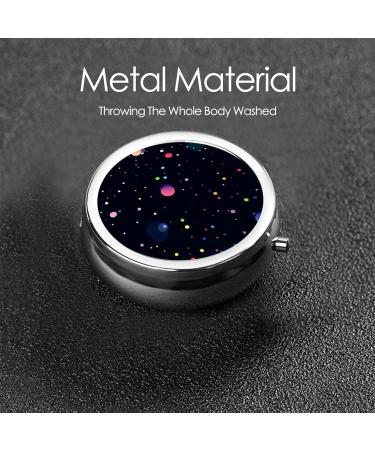 Colored Dots Portable Metal Pill Box - Round Mini 3-Compartment Travel Essential with Hinged Fastening Ideal for Small Pills - Black - Buy Online on GoSupps.com