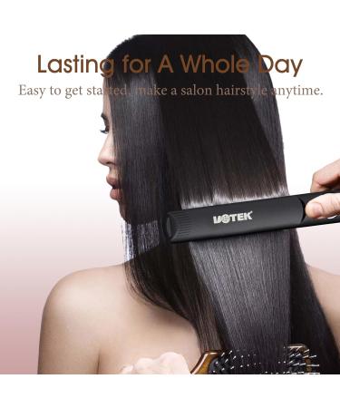 UOTEK 1 Inch Ionic Hair Flat Iron - Professional Hair Straightener with PTC Heating for Home Travel & School - Black - Buy Online on GoSupps.com