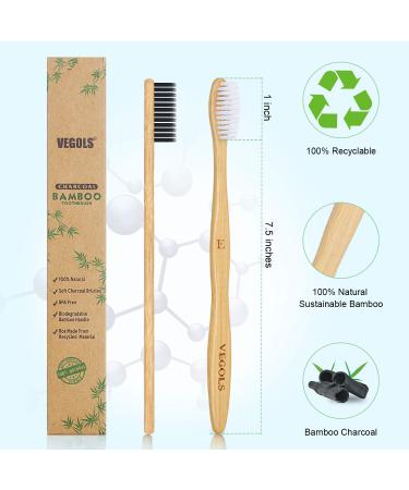 10 Pack Adult Bamboo Toothbrushes - Soft Bristles, Eco-Friendly, Biodegradable, BPA Free - Natural Black & White - Buy Online on GoSupps.com