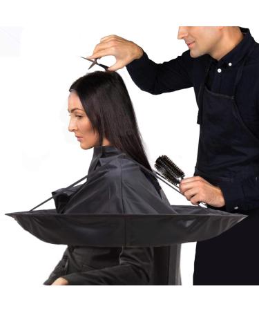 Gusto Hairdressing Salon Cape - Professional Hair Cutting Cloak & Apron Tool with Neck Brush - Black - Buy Online on GoSupps.com