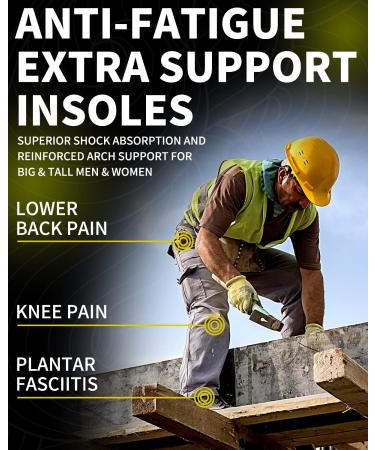 Supportive Orthotic Insoles for Big & Tall (Men 10-11.5/Women 12-13.5) - Walkomfy Plantar Fasciitis Arch Support Inserts for Flat Feet & Heel Pain Relief - Heavy Duty Gel Insoles (L) 311-green - Buy Online on GoSupps.com