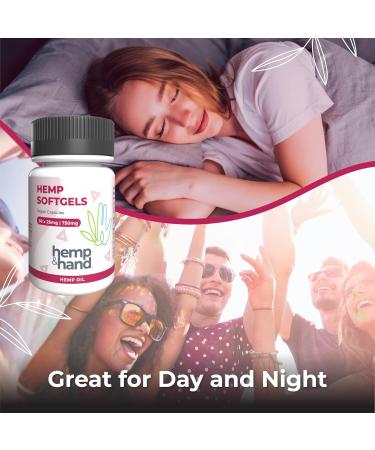 Hemp Softgels 750mg - Max Strength for Adults - Chill Inflammation Natural Pain Restful Sleep - by Hemp and Hand (25mg Softgel) - Buy Online on GoSupps.com